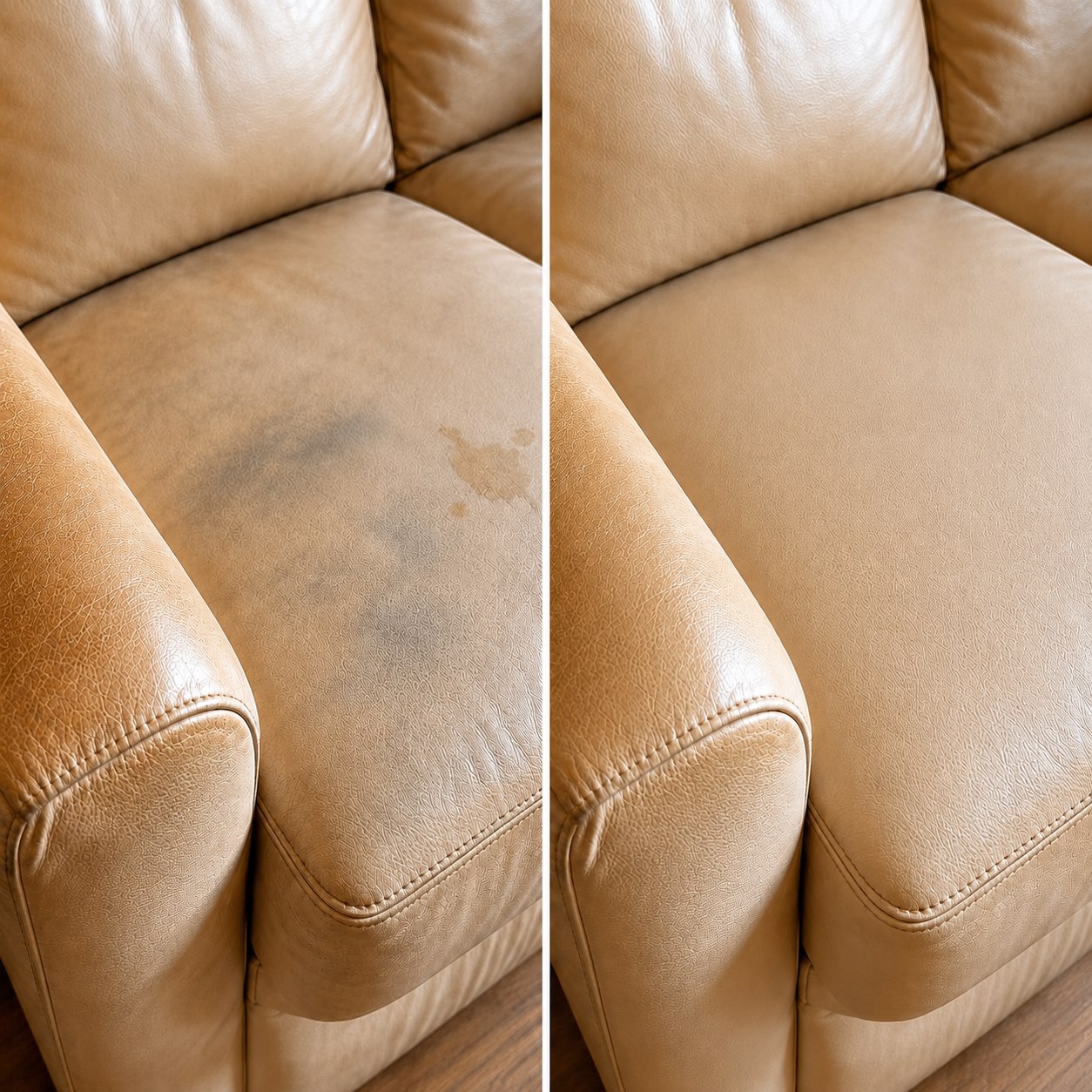 Blue Jean Dye Transfer Removal On Light Leather Sectional