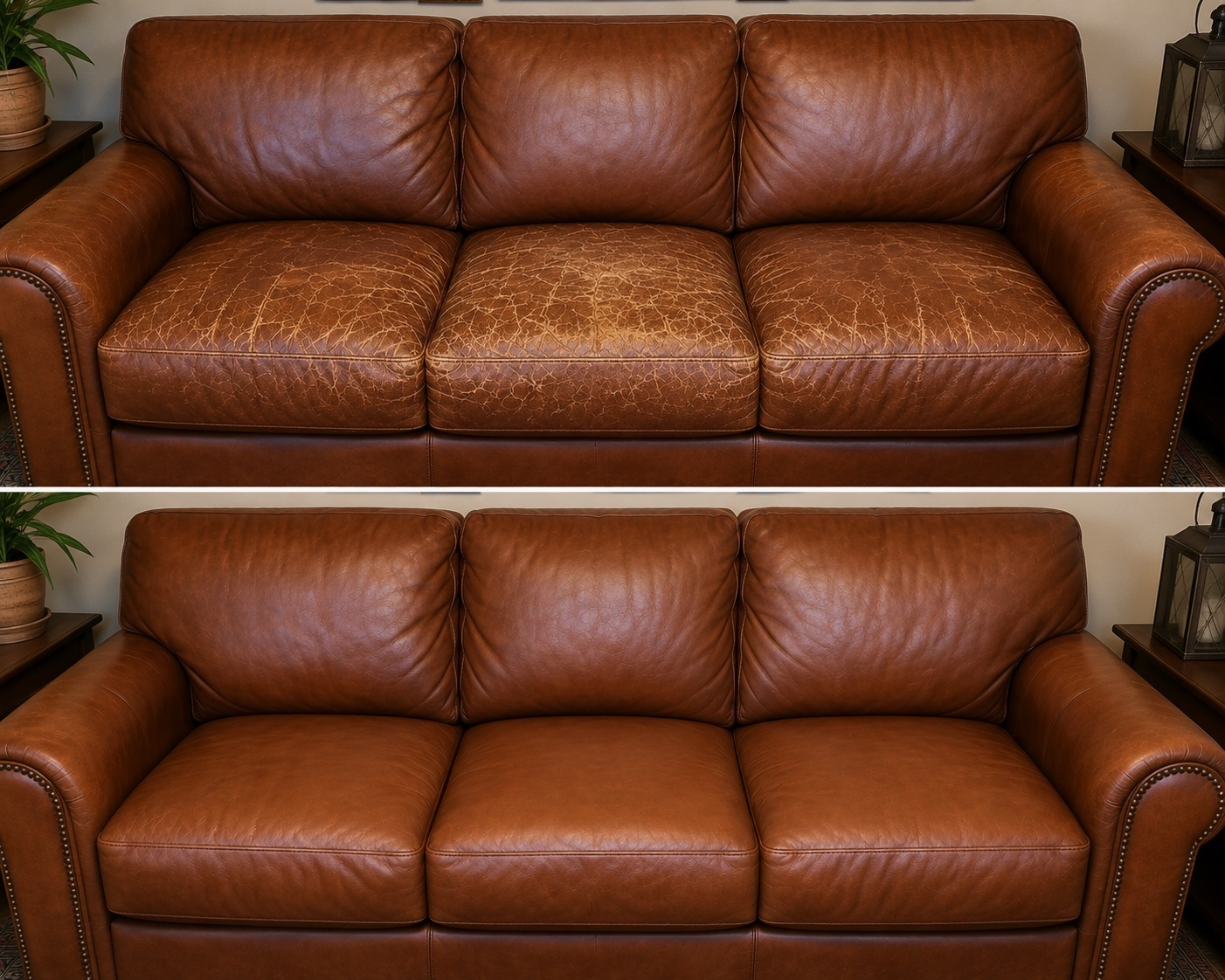 Cracked Leather Sofa Cushion Restoration