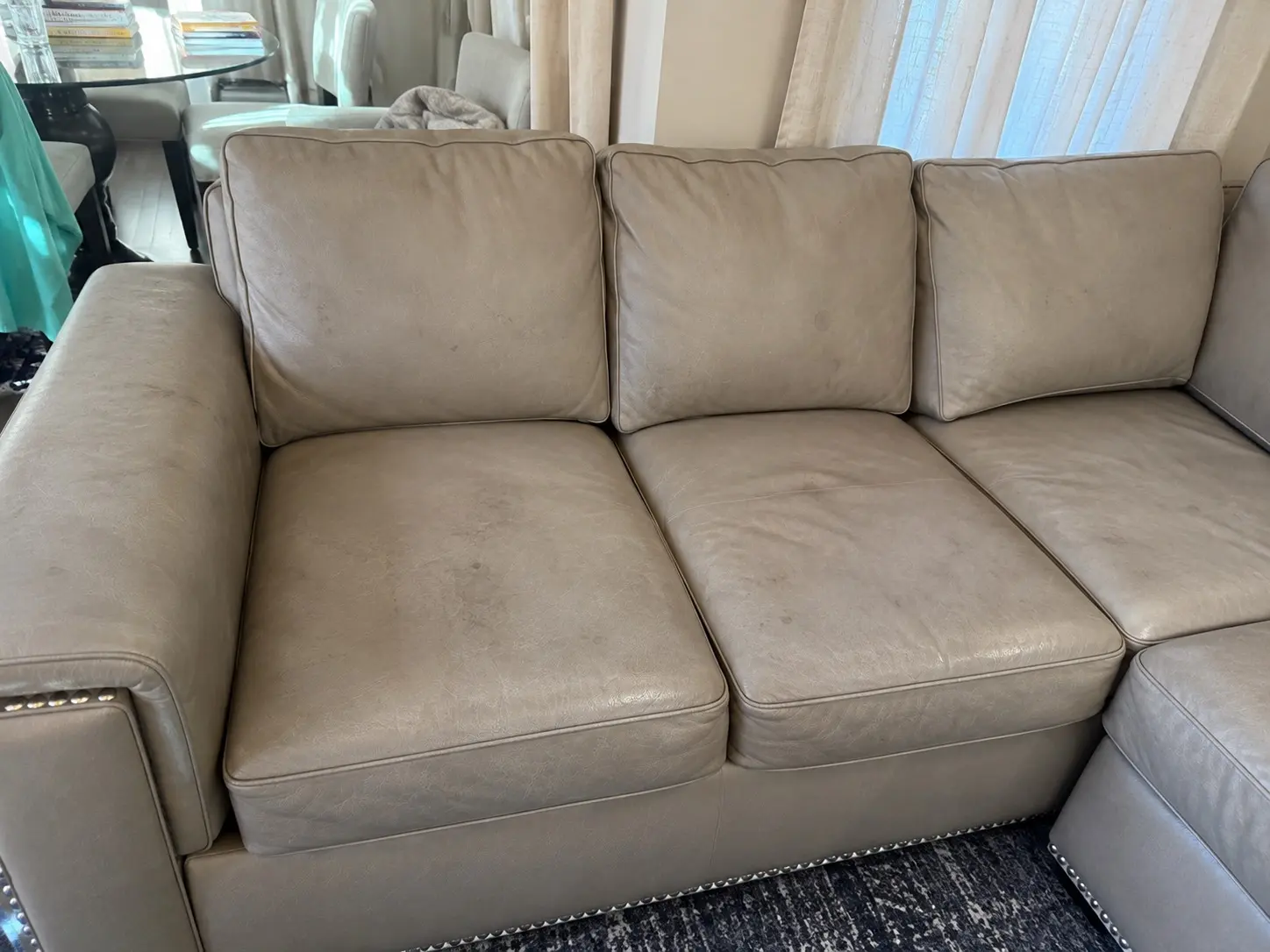 Light Leather Sectional Cleaning