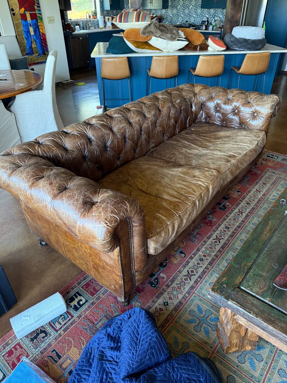 Vintage Leather Sofa Restoration - Before
